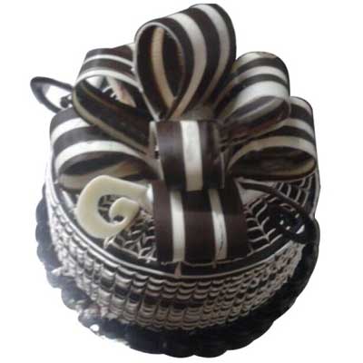 "Round Shape Chocolate Cake - 1kg, Flower Basket - Click here to View more details about this Product
